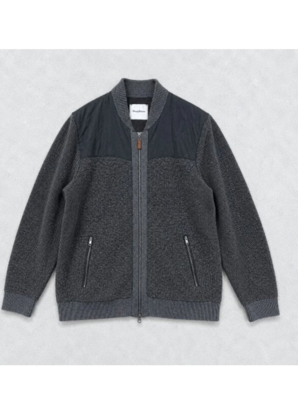 Tommy Bahama Cordillero Bomber Jacket Lambswool Cashmere Knit Full Zip Grey XXL